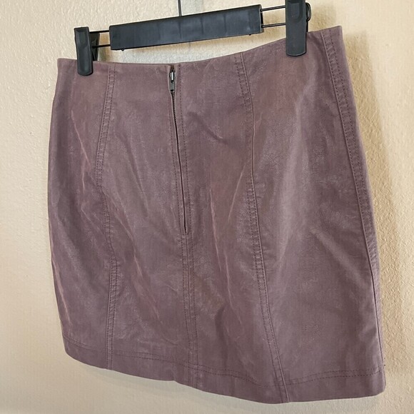 Free People Mauve Pencil Mini Skirt Size 4 Vegan Suede Leather Academia U3 - Picture 4 of 12